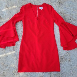 Elegant Red Flare Sleeve Dress